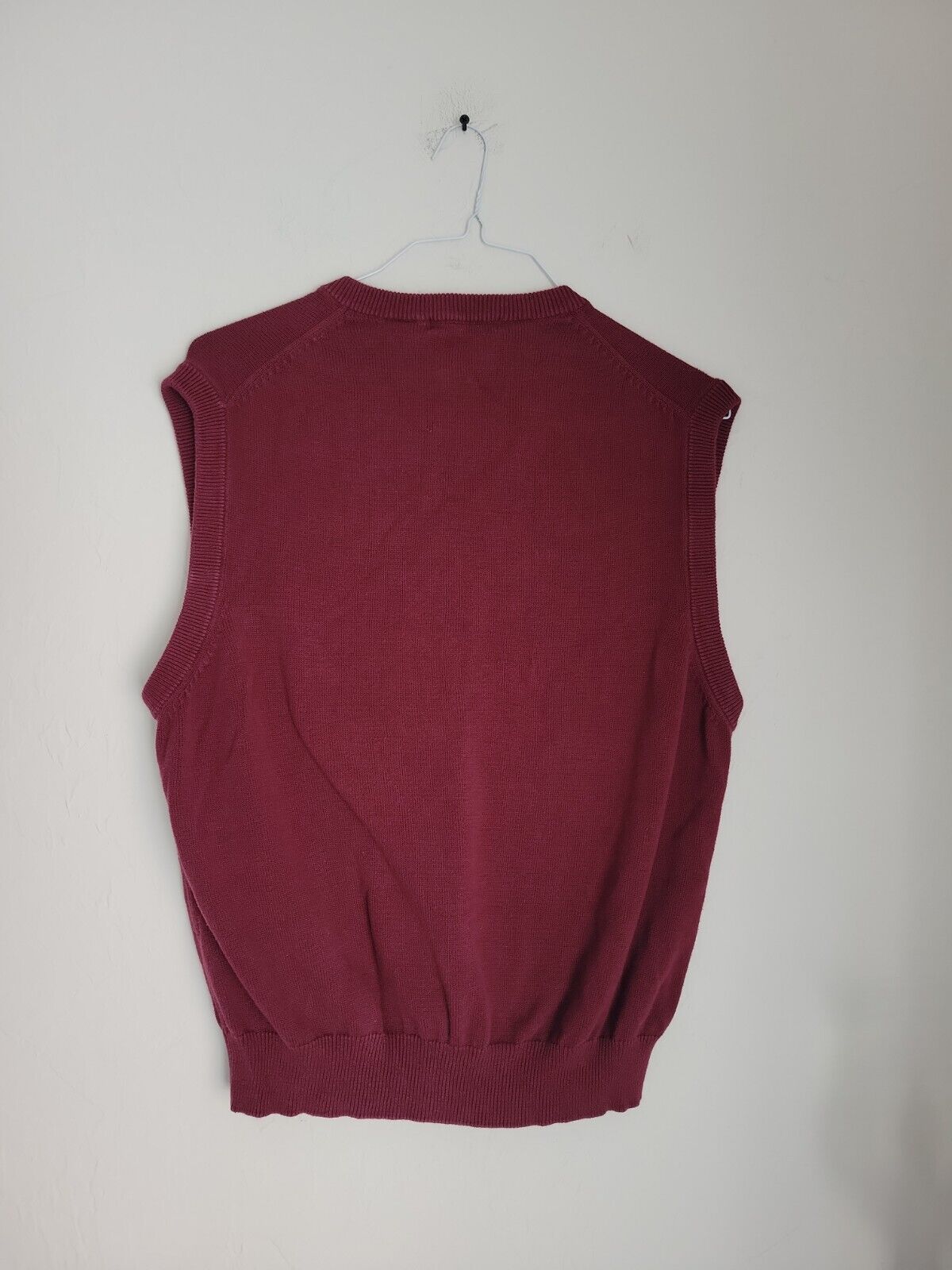 Mens Izod 90s Sweater Vest Sz M Burgandy Red - image 3