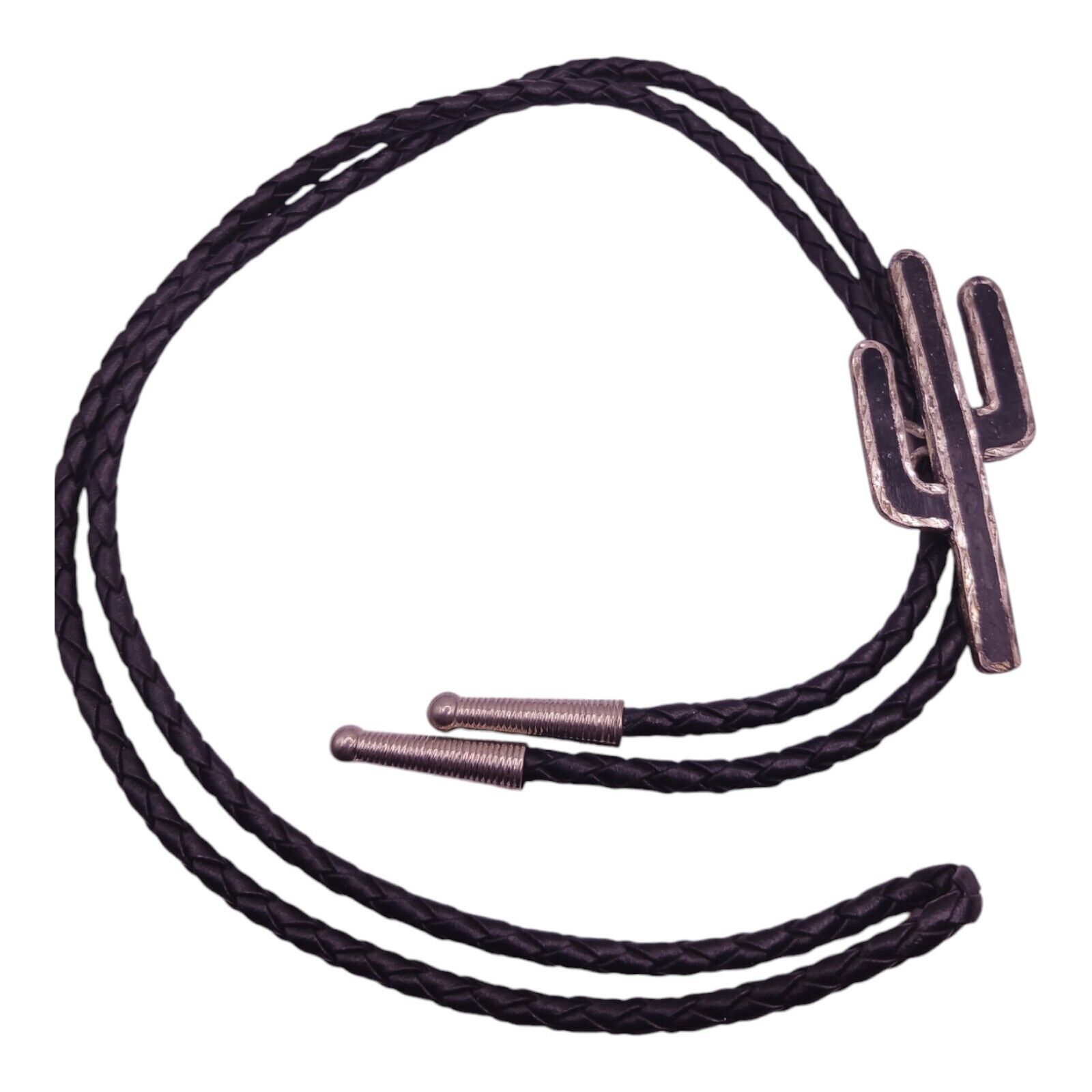 Bolo Tie  Catcus Silver Tone 38" - image 2