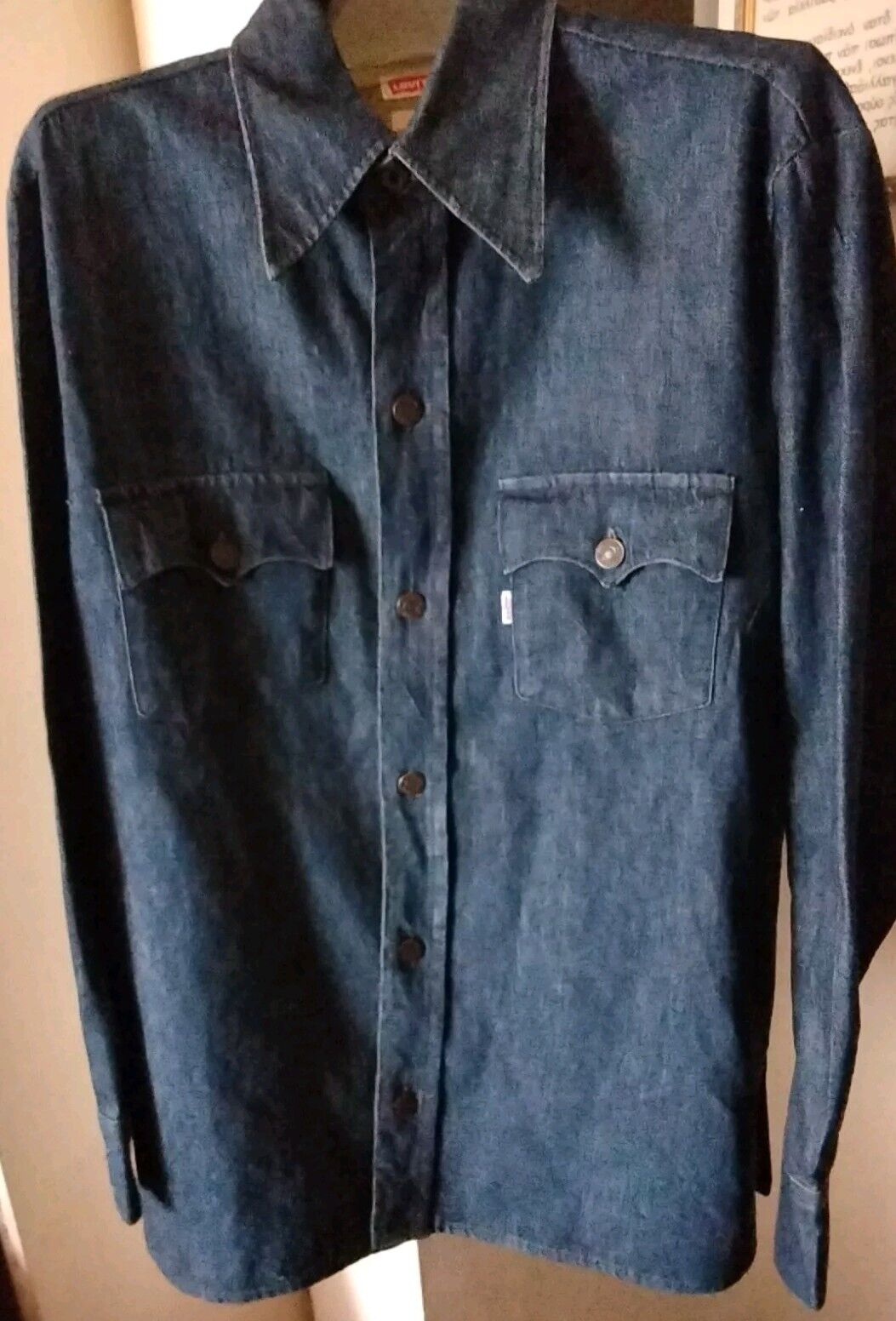 1960s LEVI’S “Big E” Denim Western Shirt MENS SIZ… - image 2