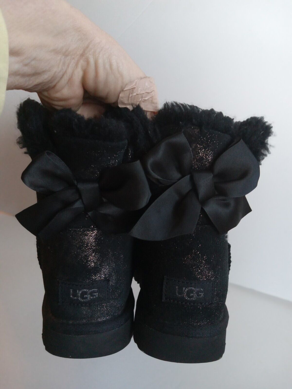 UGG Bailey Bow Mini Sz 9 Glimmer Bootie Black Met… - image 3