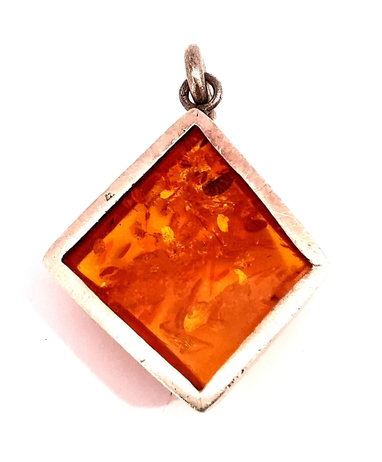 Baltic Amber Pendant Vintage Modernist Sterling S… - image 7