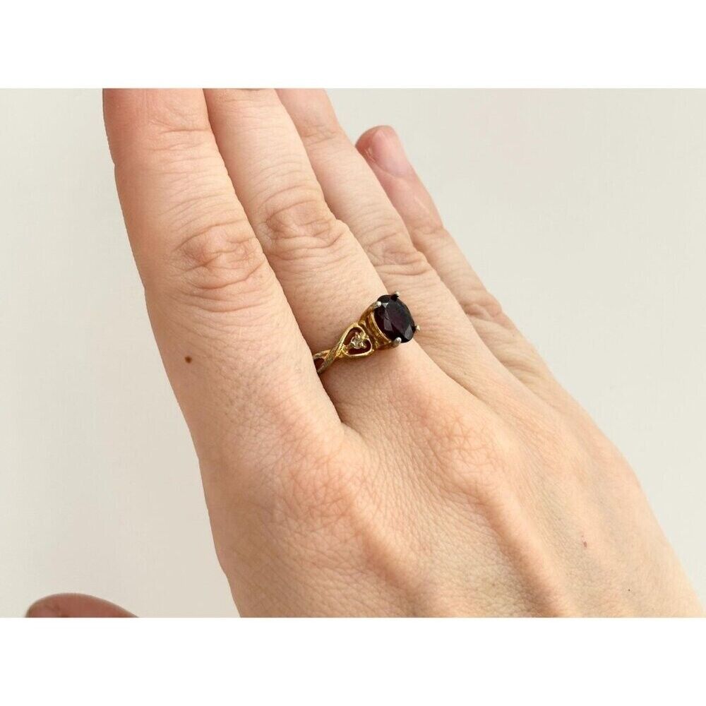 14KGE Gold Oval Cut Black Onyx Elegant Classic Vi… - image 8