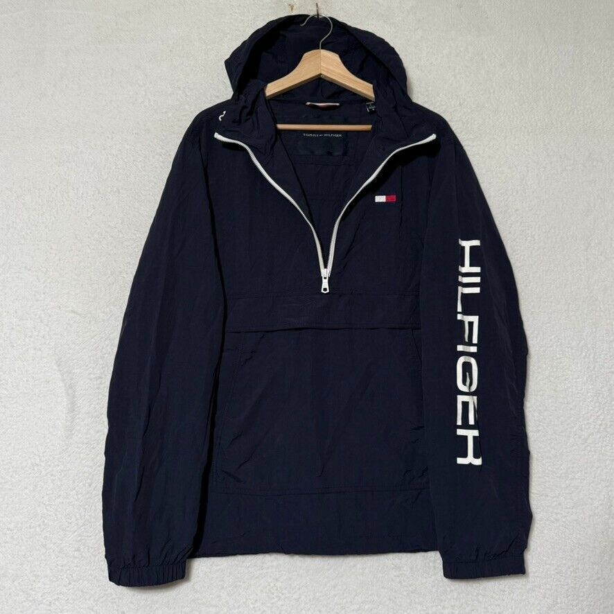 Tommy Hilfiger Jacket Large Navy Blue Nylon Pullo… - image 8