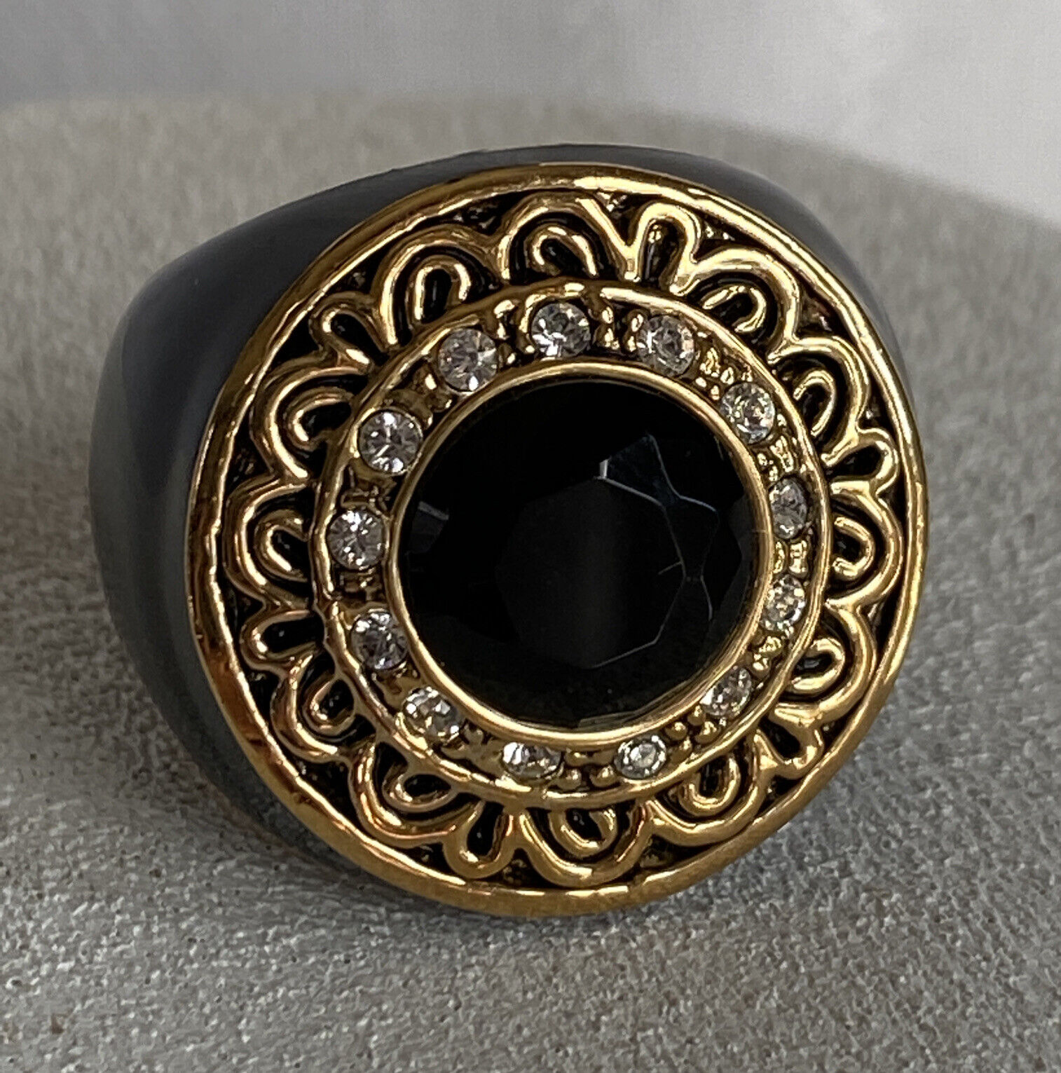 Lia Sophia Kiam Family Jenny Ring Size 9 Black En… - image 1