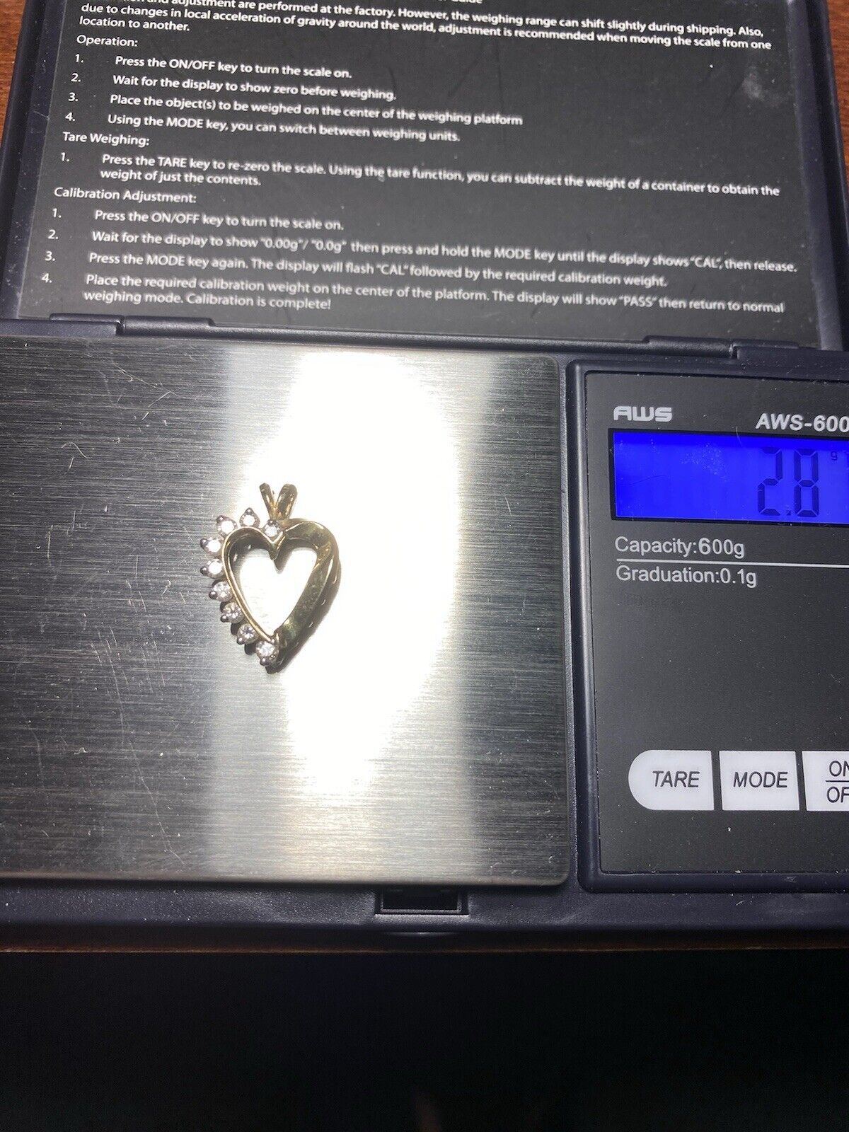 Vintage 14k Gold Heart Pendant  .5 Carats Of Diam… - image 5