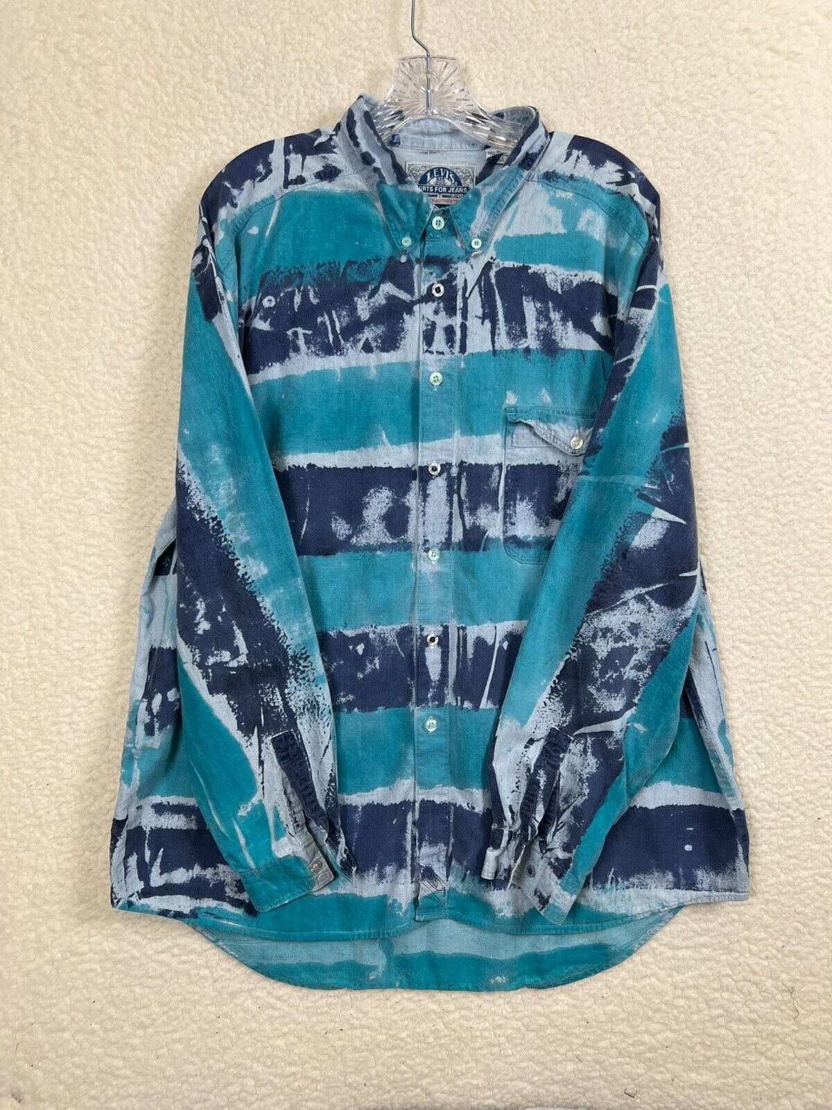 Levis Shirt Mens XL Tie Dye Blue Real Indigo Vint… - image 2