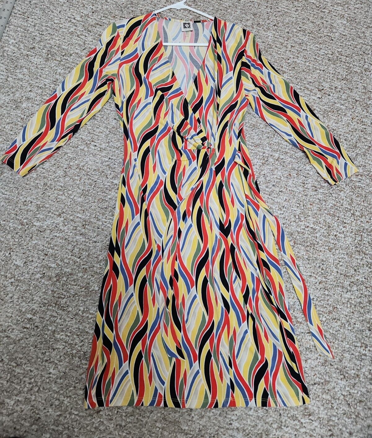 Anne Klein 70s 80s colorful swirl pattern wrap dr… - image 1