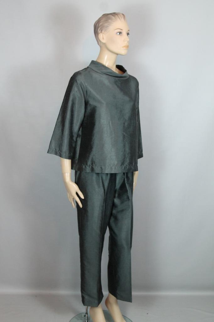 LINDA TILSON Gray Raw Silk Modern Minimalist 2pc … - image 12