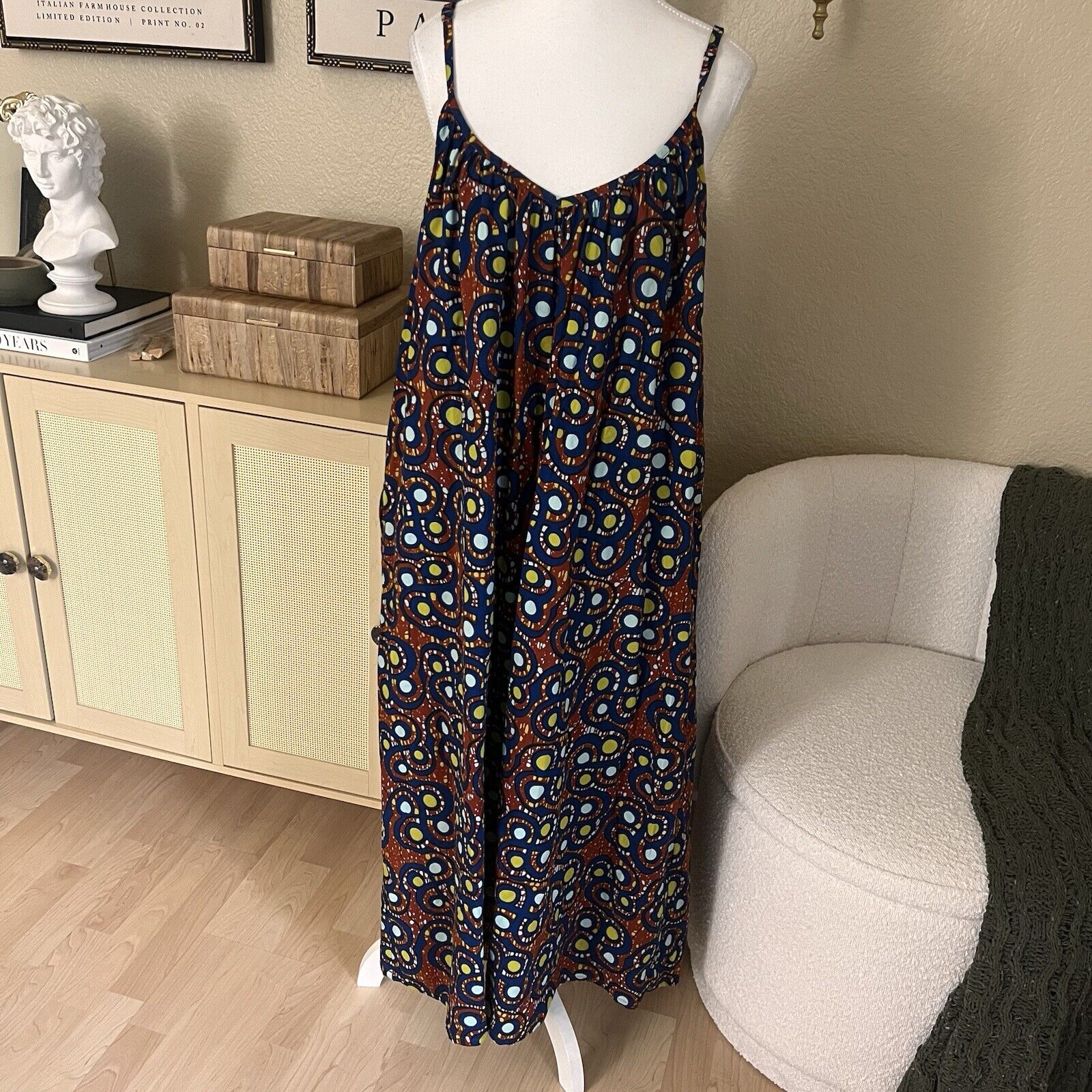 KEMI TELFORD Cotton Pattern Slip Maxi Dress One S… - image 1