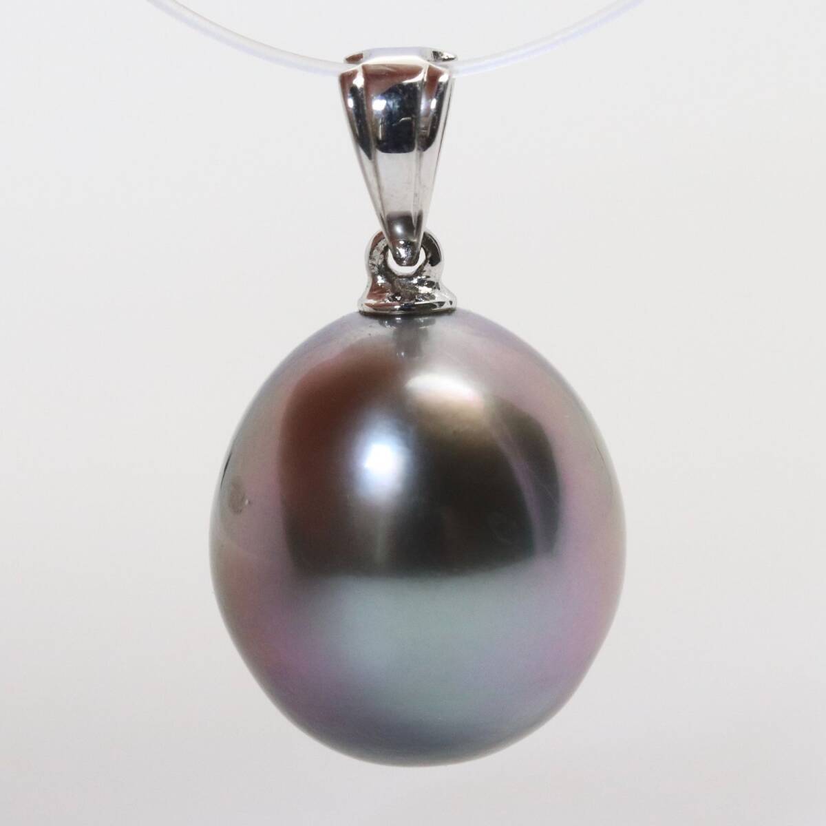 Tazaki Pearl K18WG Pearl Black Pearl Necklace Top… - image 1