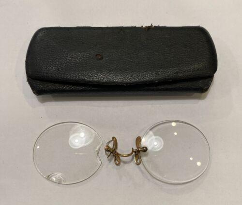 Antique Pince Nez Spectacles Eyeglasses Gold Colo… - image 1