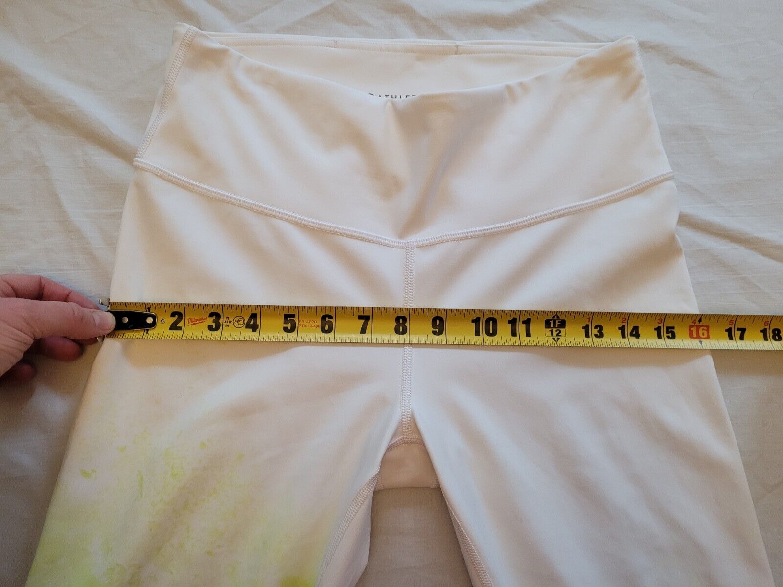 Athleta Leggings White With Green/Yellow Neon Pri… - image 3