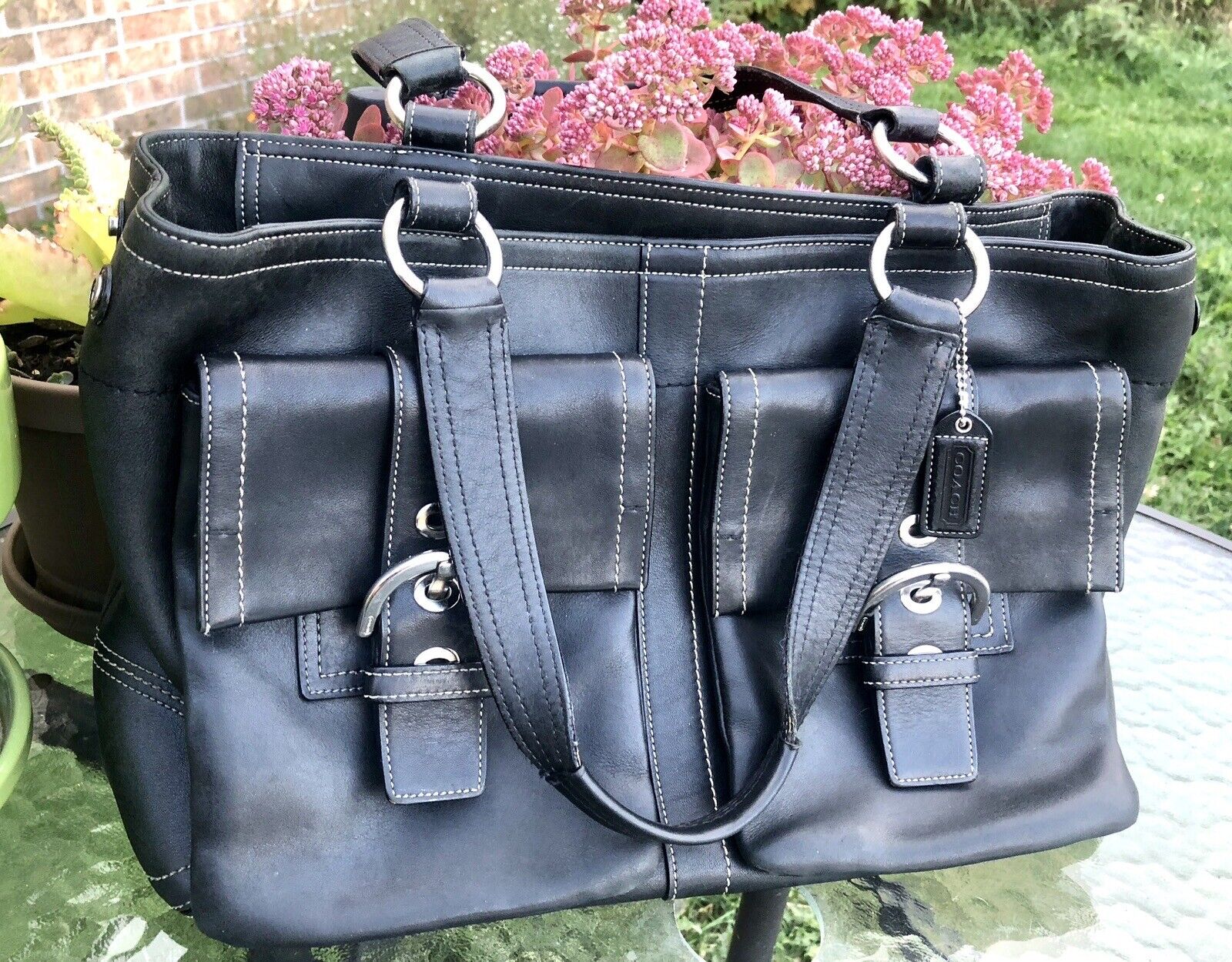 Large Coach Soho Black Leather Double Pocket Purs… - image 16