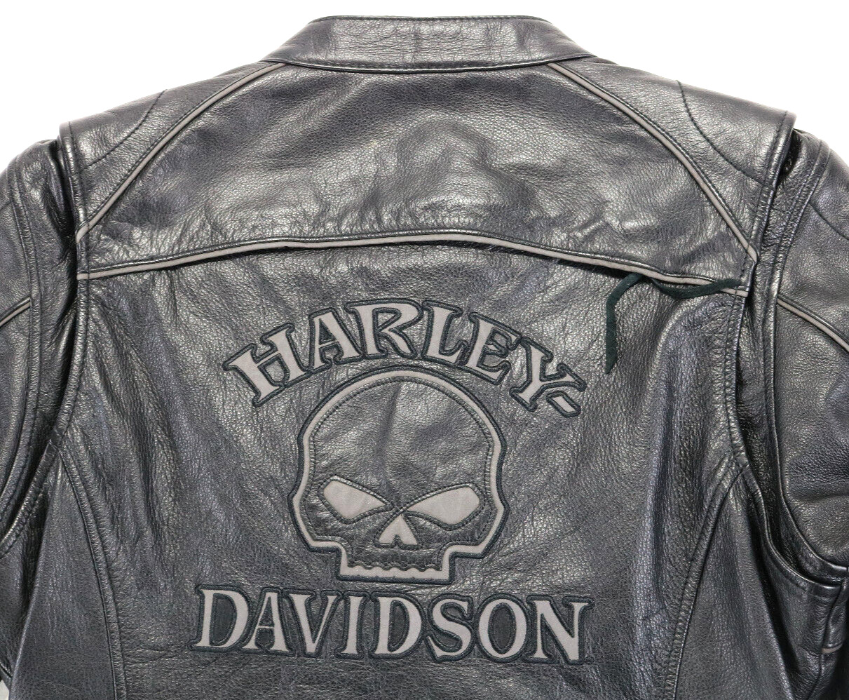 womens harley davidson jacket L black leather Wil… - image 11