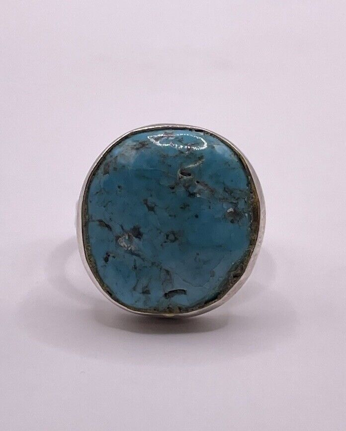 Vintage Pyrite Turquoise Round Sterling Silver 92… - image 8