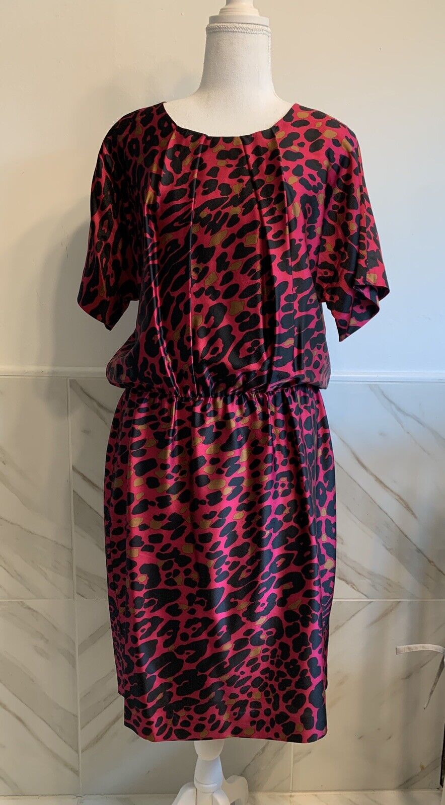 St. John Collection Silk Leopard Print Dress Rasp… - image 2