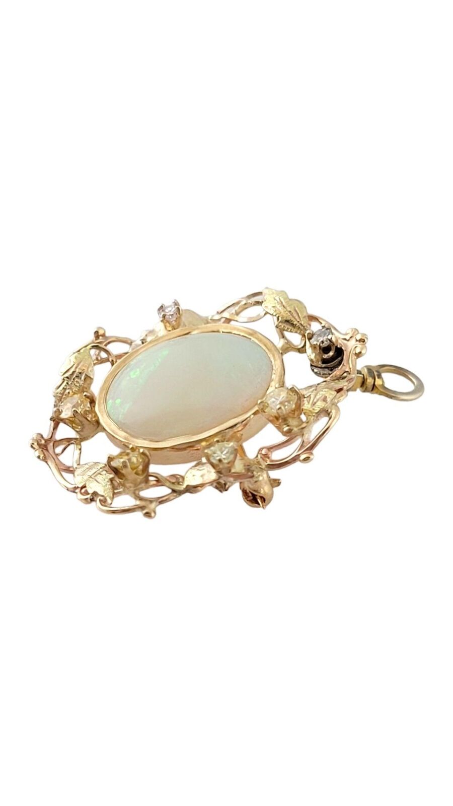 10K Yellow Gold Opal and Diamond Pin/Pendant #150… - image 2