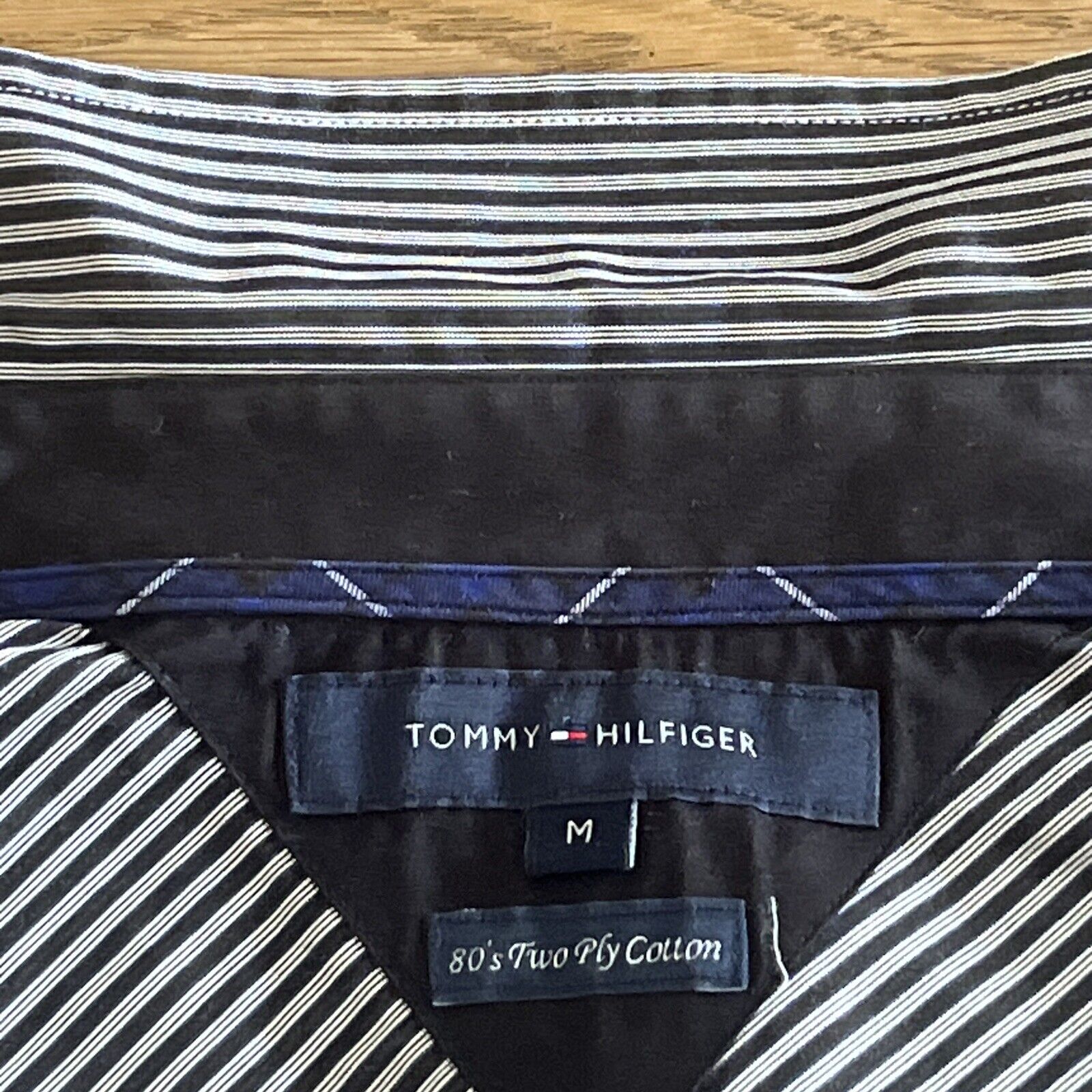 £95+ TOMMY HILFIGER MENS BLACK/NAVY STRIPE BUTTON… - image 12