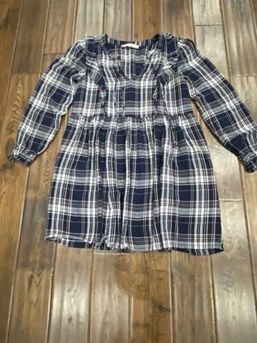 Loft Plaid Dress Boho Style Long Sleeve Size S