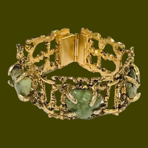 art nouveau gold filled wide bracelet 7” - - image 1