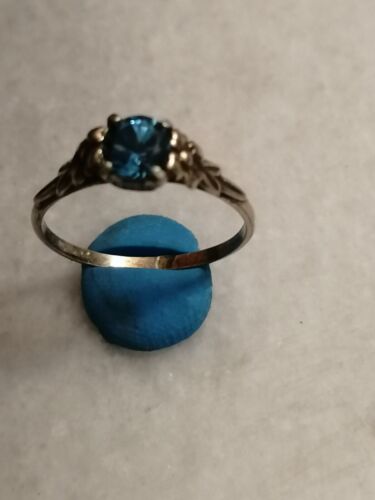 Antique Rare Silver  Ring With Blue Topaz Stone US