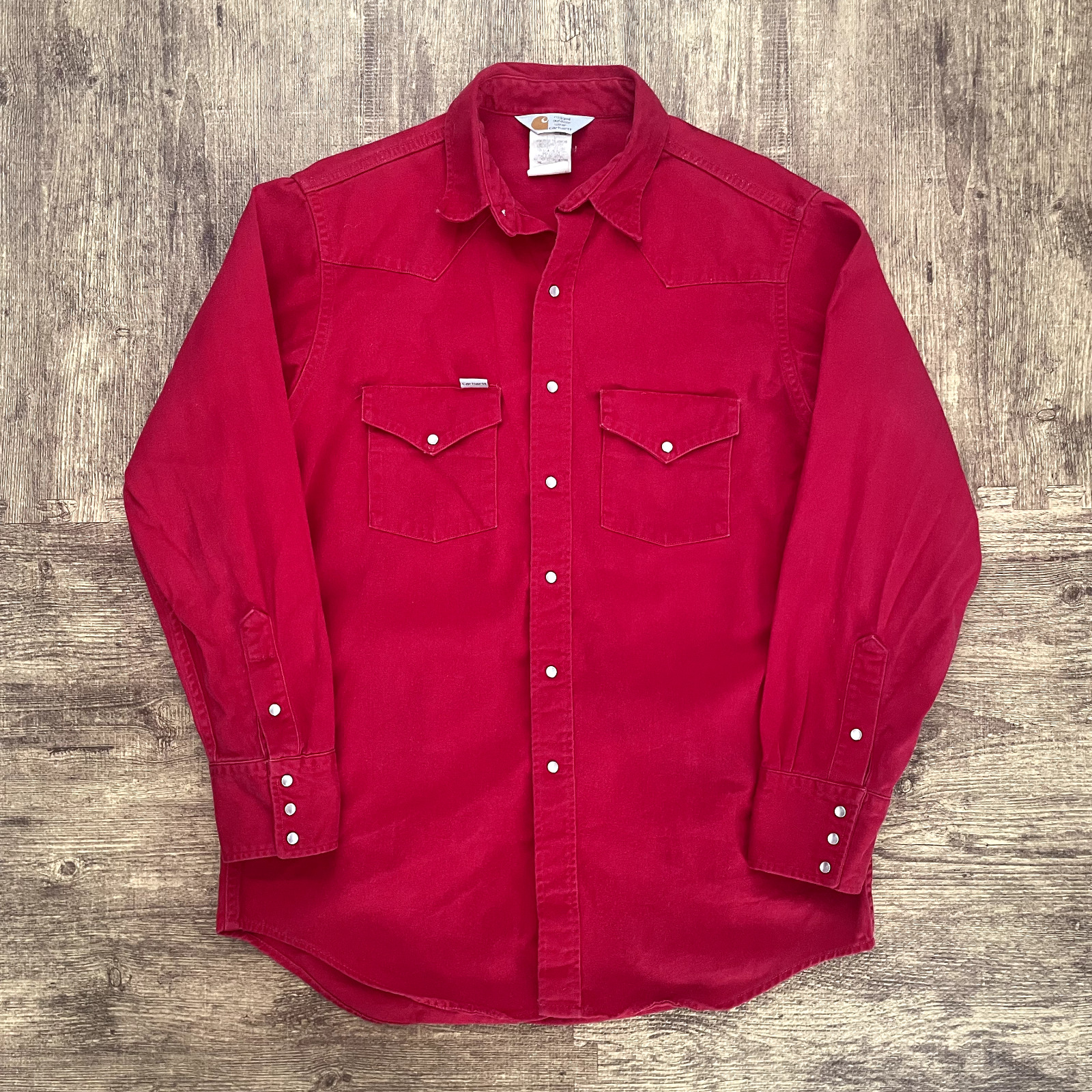 Vintage 1990s Carhartt Pearl Snap Work Shirt Mens… - image 1