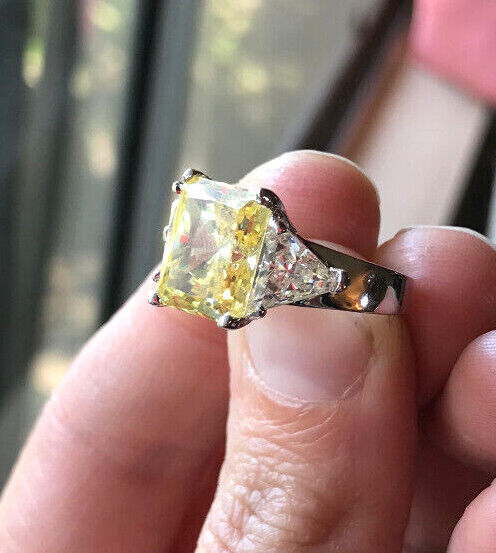 Vintage Sterling Silver 925 Square Yellow 3 Stone… - image 6