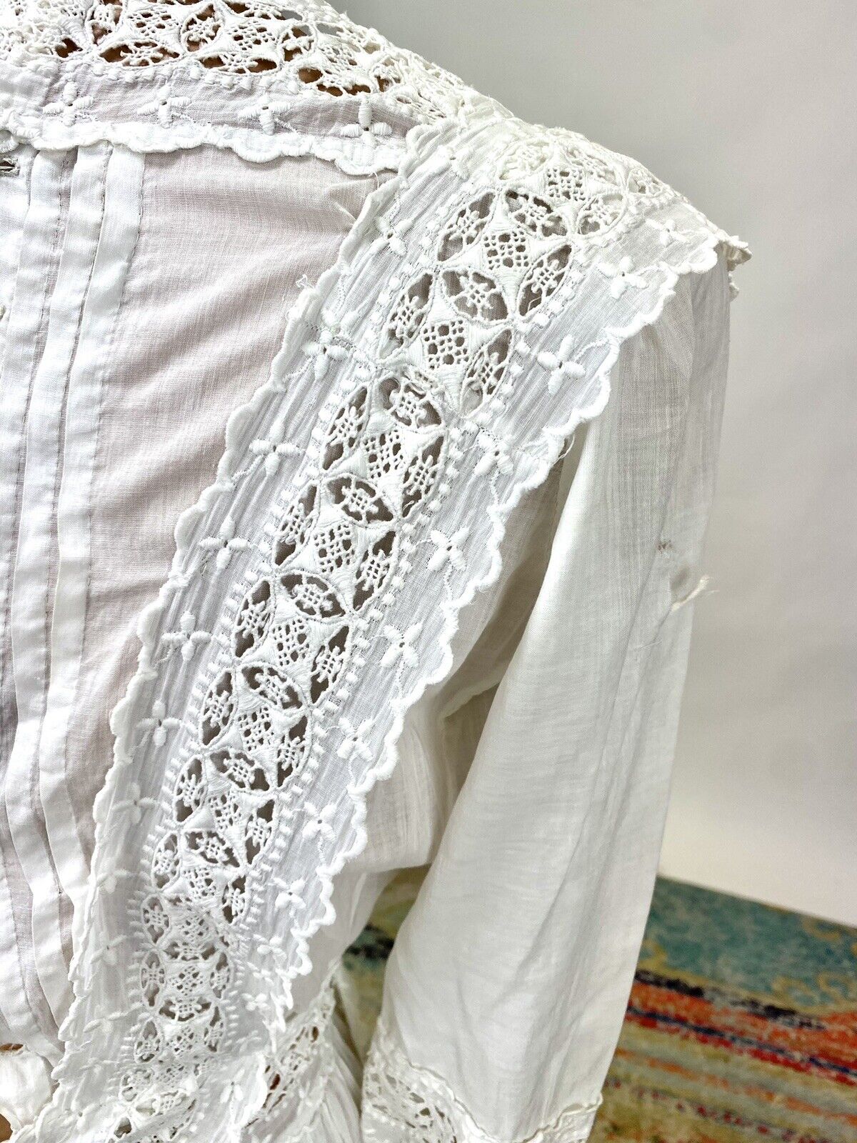 Antique Victorian Edwardian White Cotton Tea Dres… - image 17