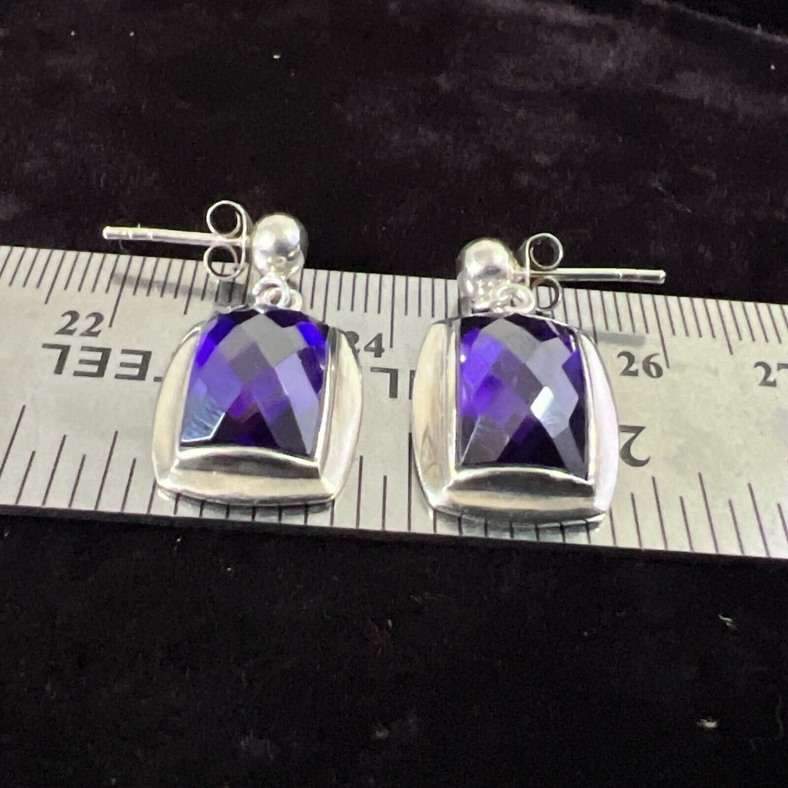 925 Sterling Silver ~ Faceted Amethyst Bezel VTG … - image 6