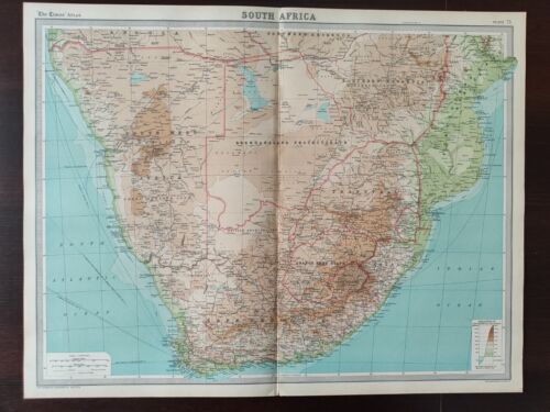 VINTAGE MAP-THE TIMES ATLAS OF THE WORLD-SOUTH AFRICA-OVERVIEW MAP-1920 ...