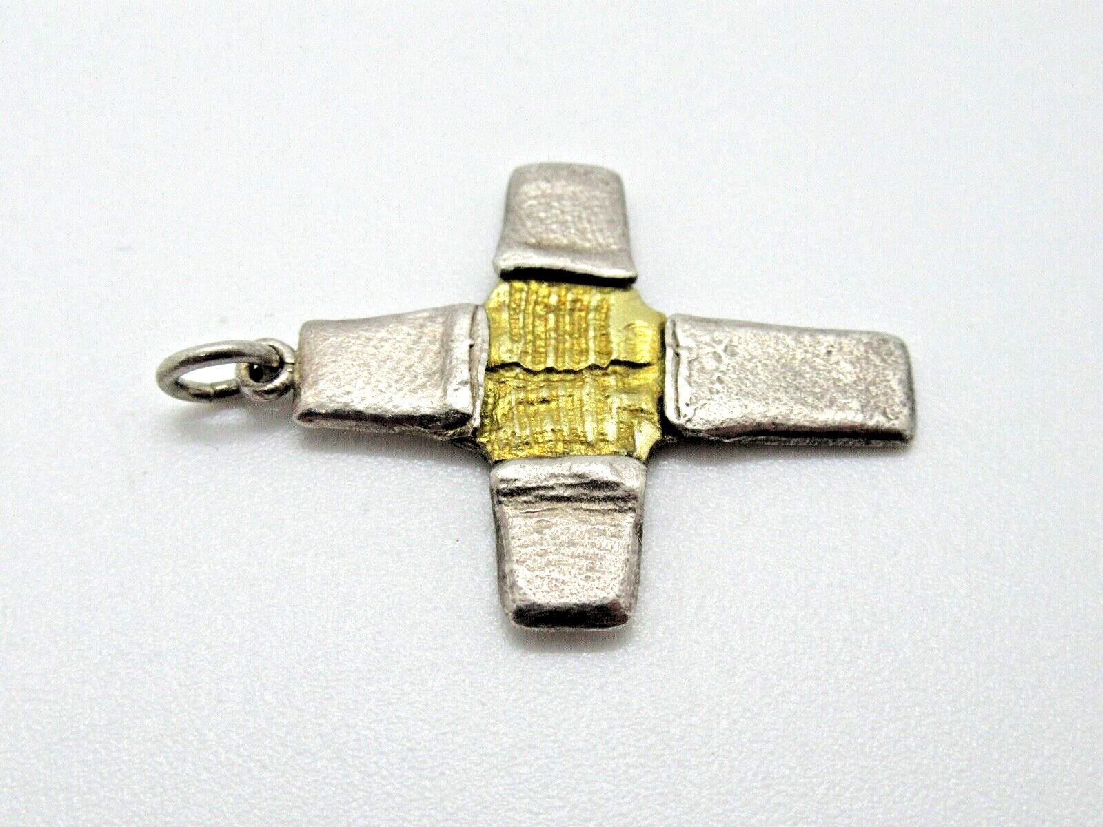 BRUTALIST Designer Cross Pendant 925 Silver Bicol… - image 3