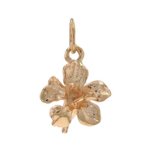 Yellow Gold Hibiscus Flower Charm - 14k Petite Bl… - image 1