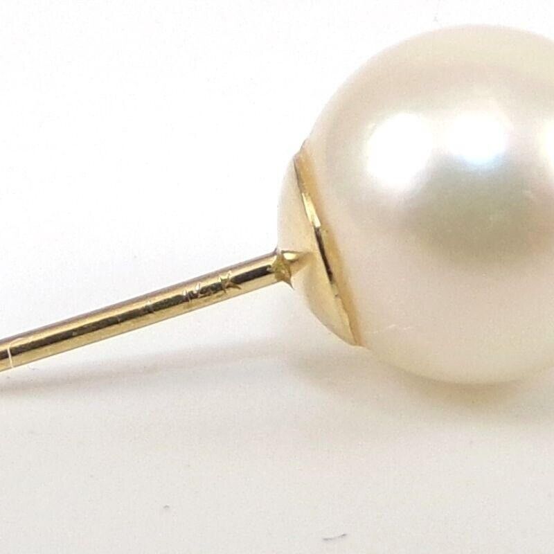 Solid 14K Yellow Gold 7mm White Pearl Post Stud E… - image 4