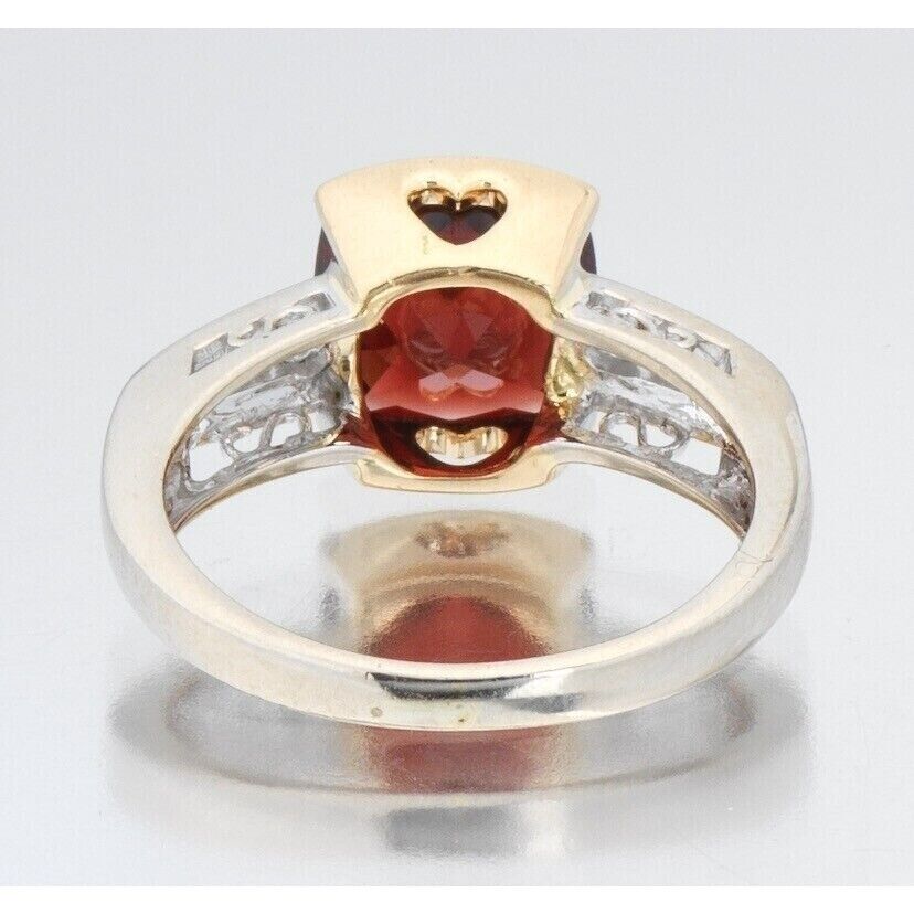 14K BI-TONE GOLD GARNET AND DIAMOND RING SIZE 5.5… - image 4