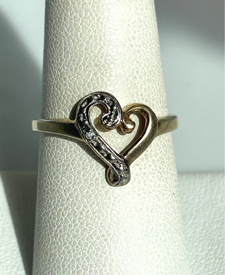 925 STERLING SILVER VERMEIL AND DIAMOND HEART RIN… - image 2