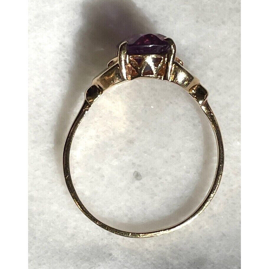 14K YELLOW GOLD  AND AMETHYST RING SIZE 9.75 SKY - image 4