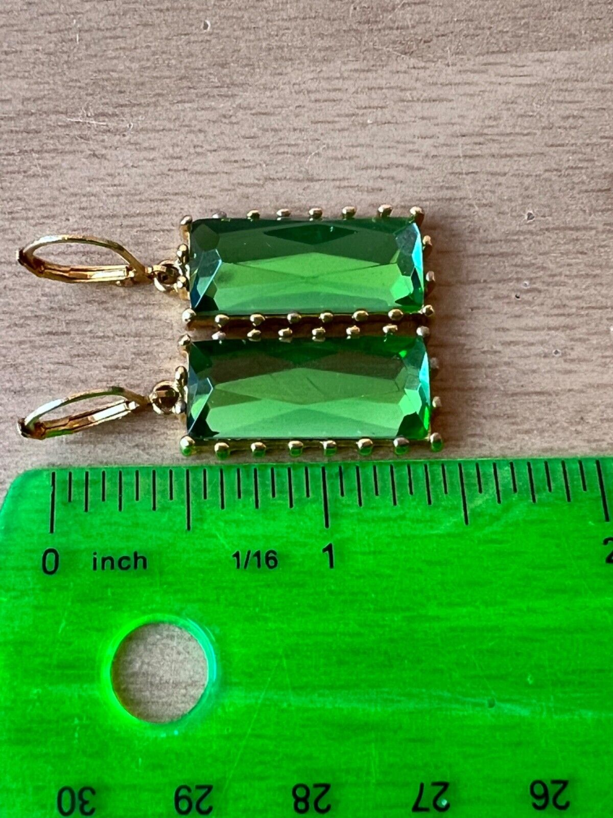 VINTAGE JOAN RIVERS LUMINESCENT GREEN FACETED CRY… - image 12