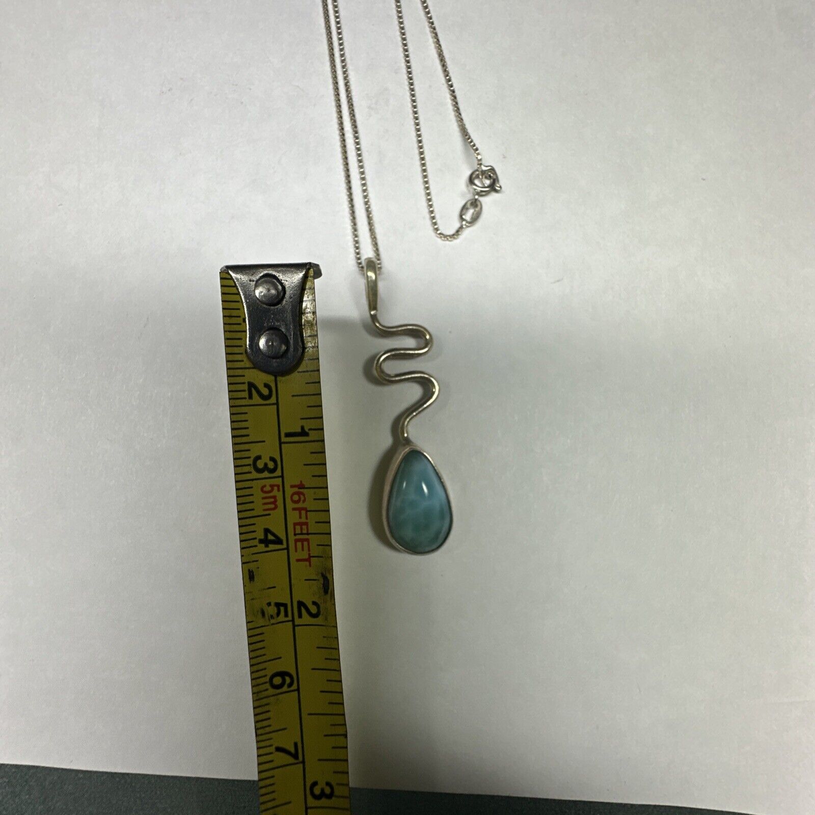 Vintage Sterling Silver 925 Larimar Pendant - image 5