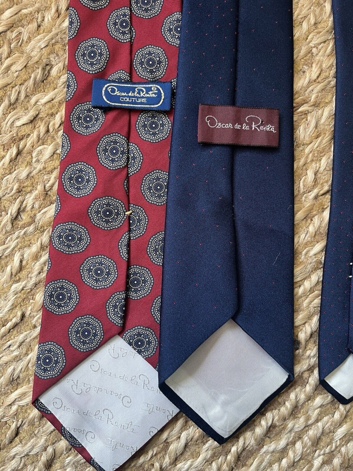 Lot 2 Oscar De La Renta Necktie Blue Red - image 2