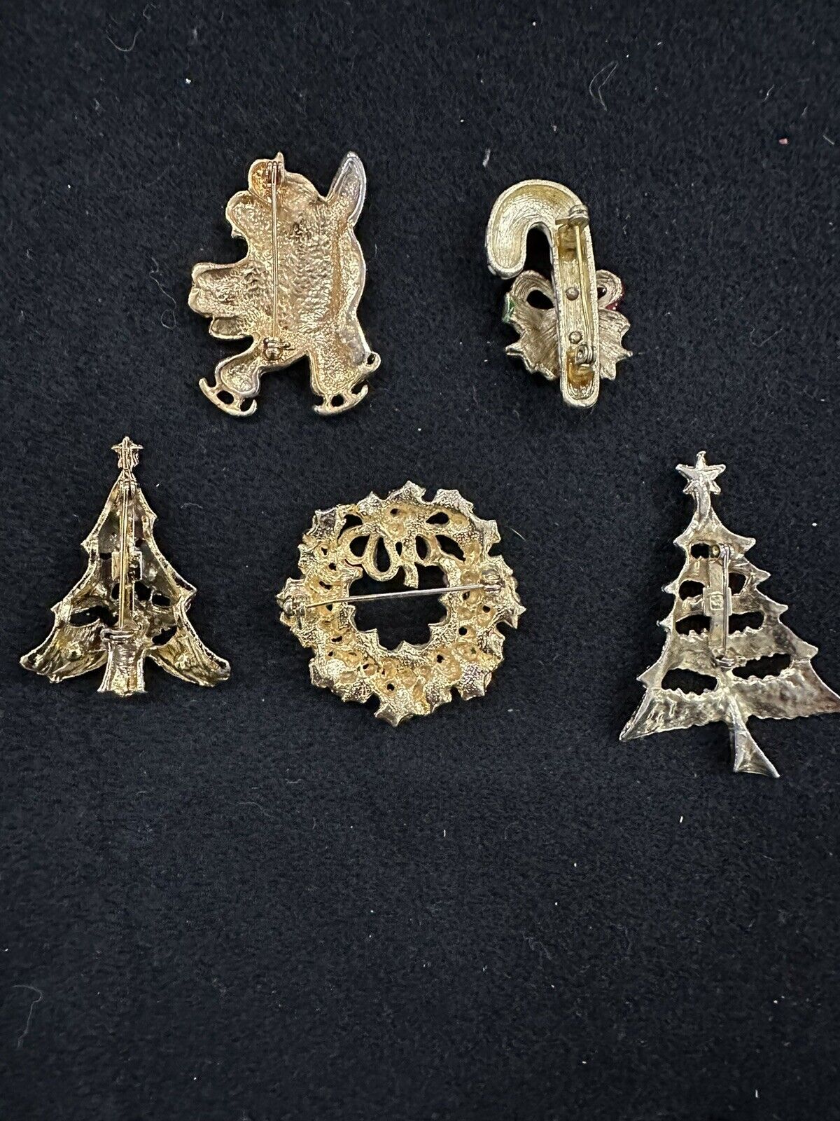 5 PIECE CHRISTMAS BROOCH LOT  Snowman, Candy Cane… - image 2