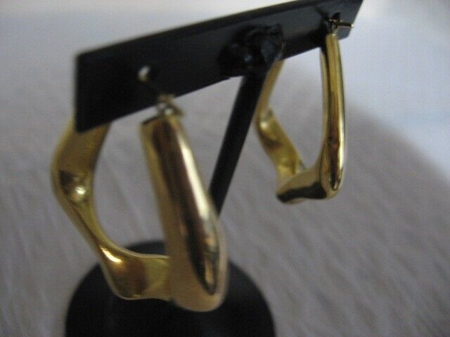 14k GOLD HOLLOW HOOP EARRINGS - image 4