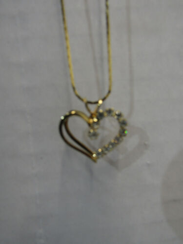 OLD VINTAGE RETO COSTUME JEWLERY GOLD HEART STONE… - image 1