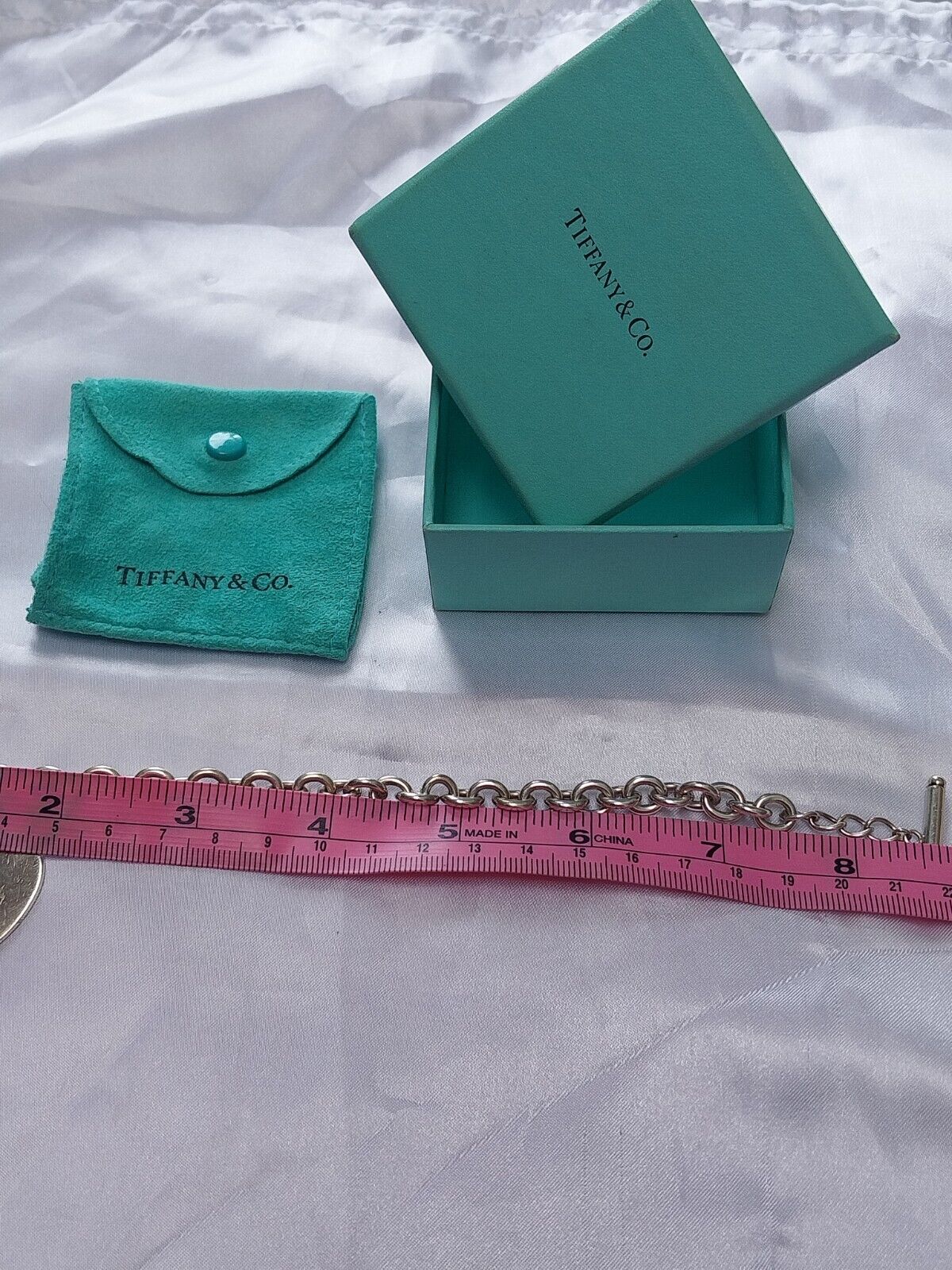 Tiffany & Co Sterling Silver Blank Heart Toggle C… - image 7