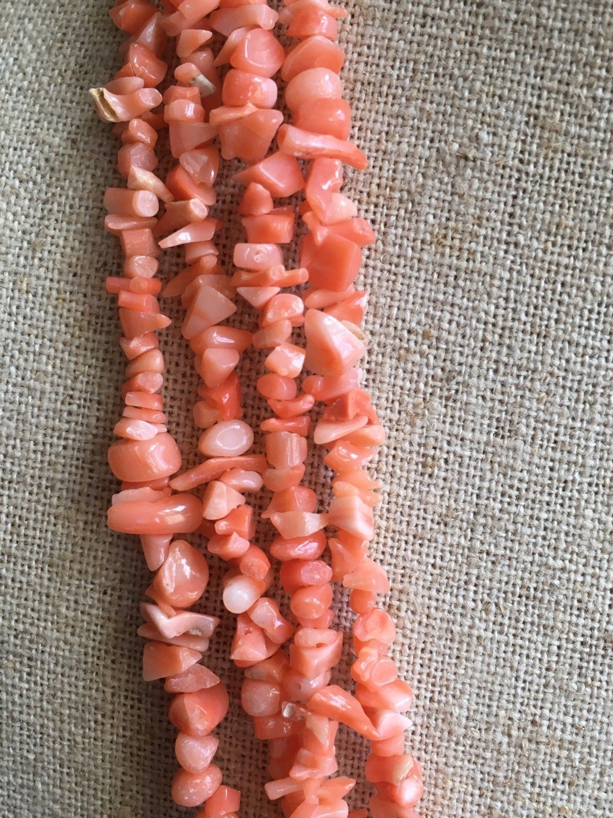 14k 925 multi strand real salmon coral Necklace - image 2