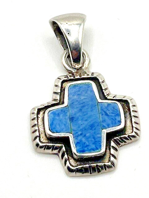 925 Sterling Silver and blue lapis cross pendant - image 1