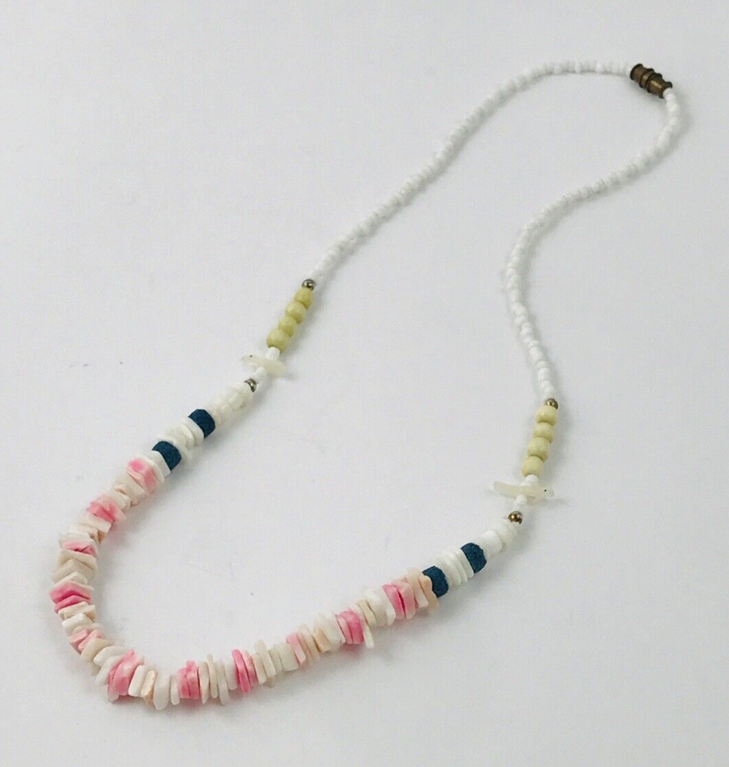 Vintage Fetish Bird Pink Puka Shell Necklace Hawa… - image 4