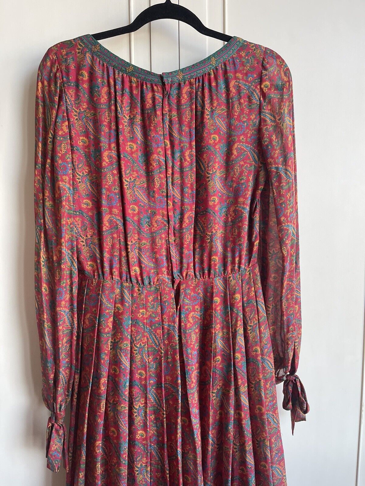 Vtg 1970s Treacy Lowe Rare Red Floral Tissue Silk… - image 13