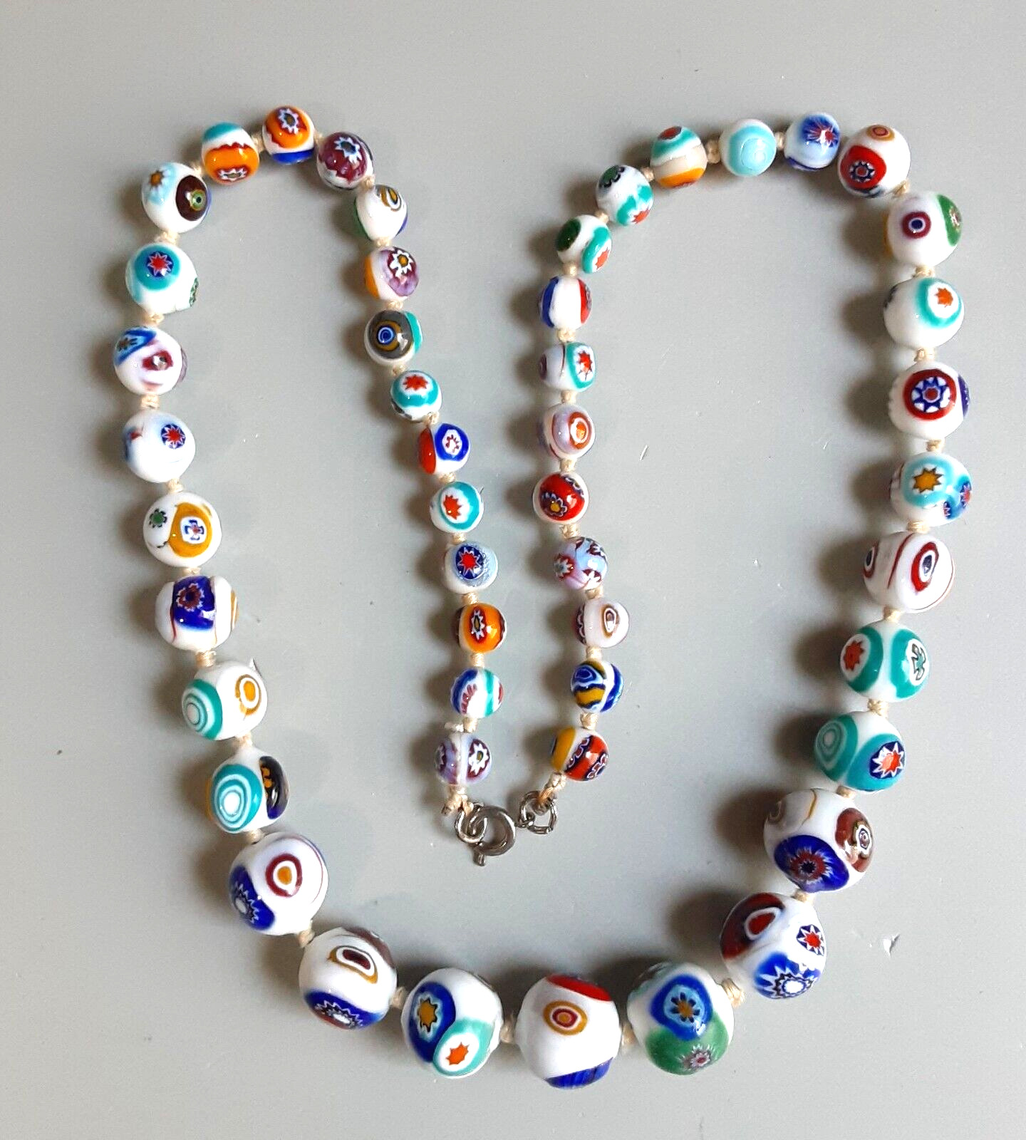 Vintage Venetian Murano Millefiori Glass Bead Nec… - image 1