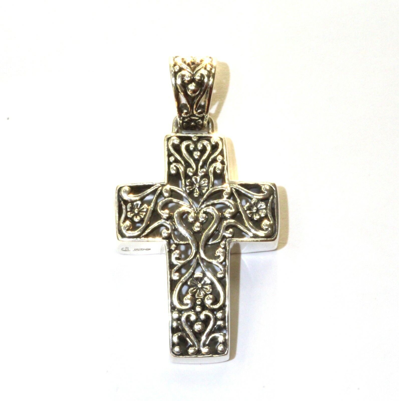 925 sterling silver large antique cross pendant 1… - image 1