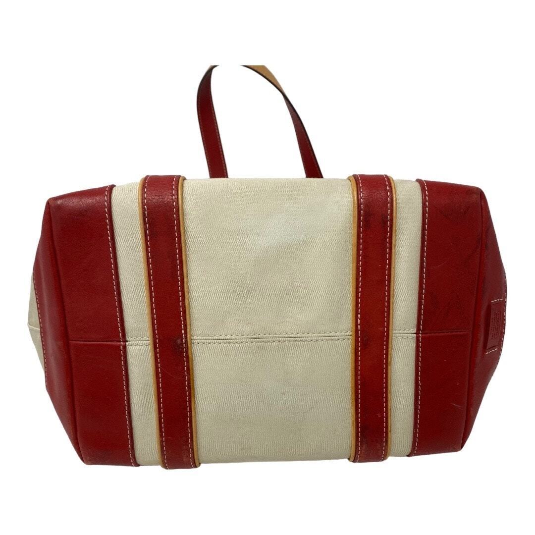 Coach Hampton Vintage Tote Bag Cream Canvas Red L… - image 7